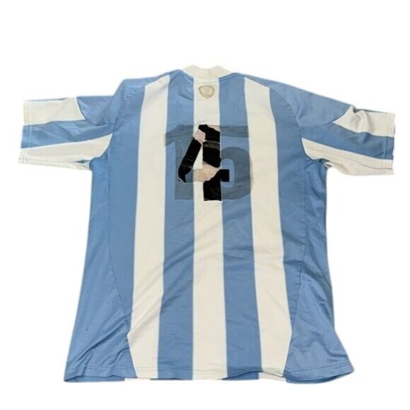 Argentina AFA Soccer Jersey Adidas ClimaCool Striped Blue White L - Picture 6 of 10